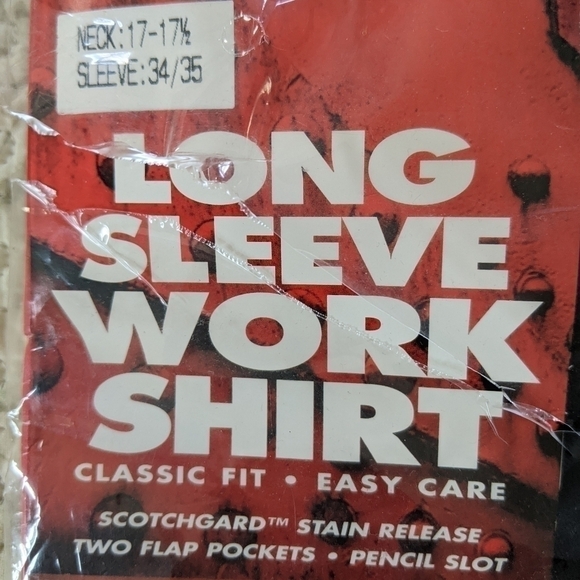 NWT Vintage Dickies Long Sleeve Work Shirt Blue 17/17.5 Scotchgard - Picture 6 of 6